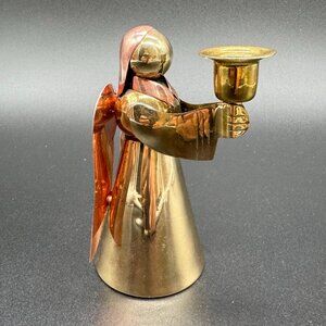 Vintage Brass and Copper Christmas Angel Candleholder Tapered candles